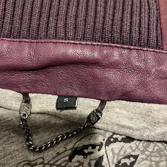 Guess Purple Leather Boho Moto Biker Bomber Jacket Small - Picture 9 of 9